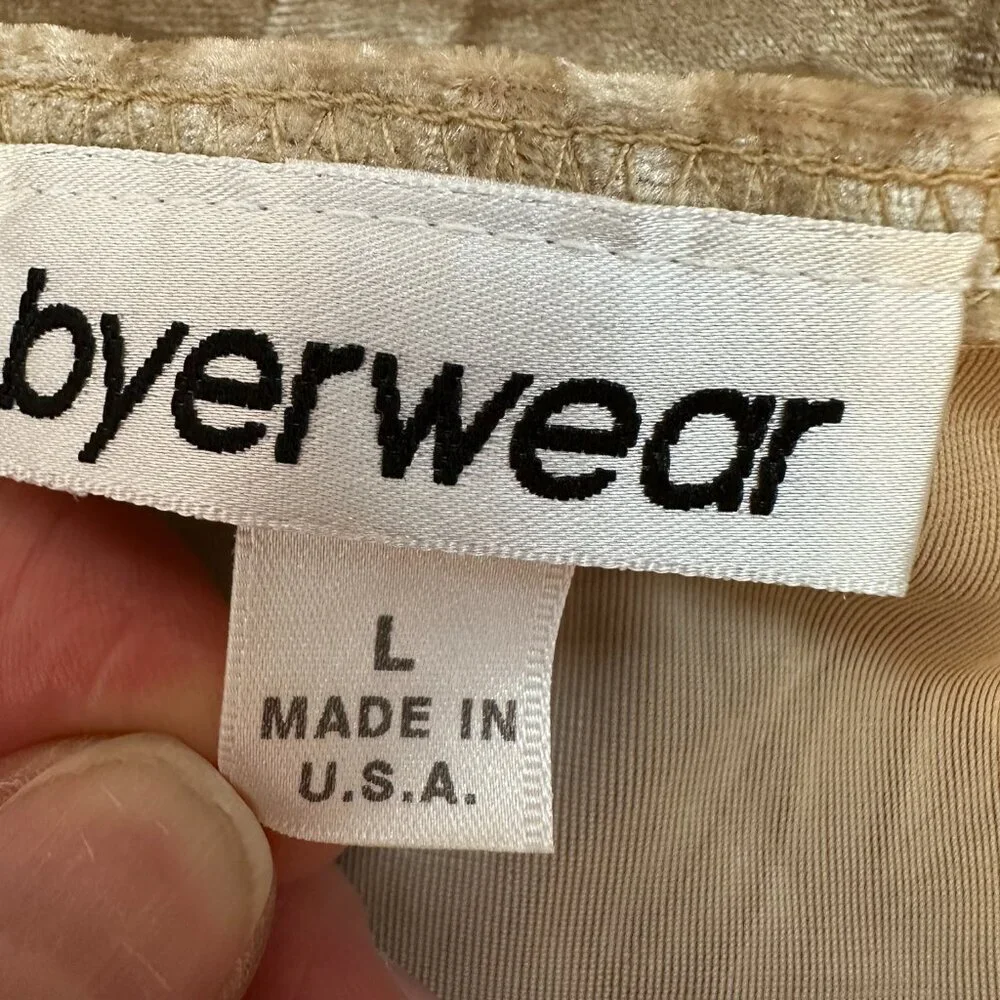 Byerwear Velvet Women's Size Large Gold Y2K Strap Stretch Tank Top